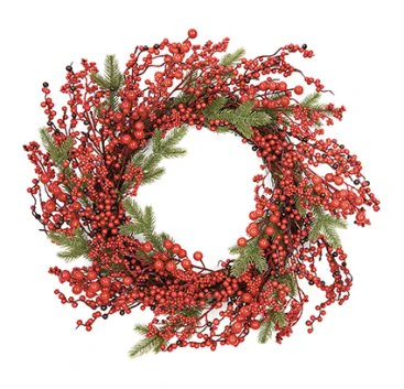 50cm Red Berry Rattan Wreath