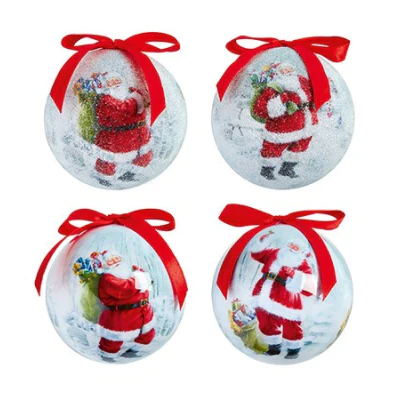 75mm 4Asst Jolly Santa Bauble
