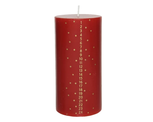 Advent candle wax pillar dia7.5-H15cm - red