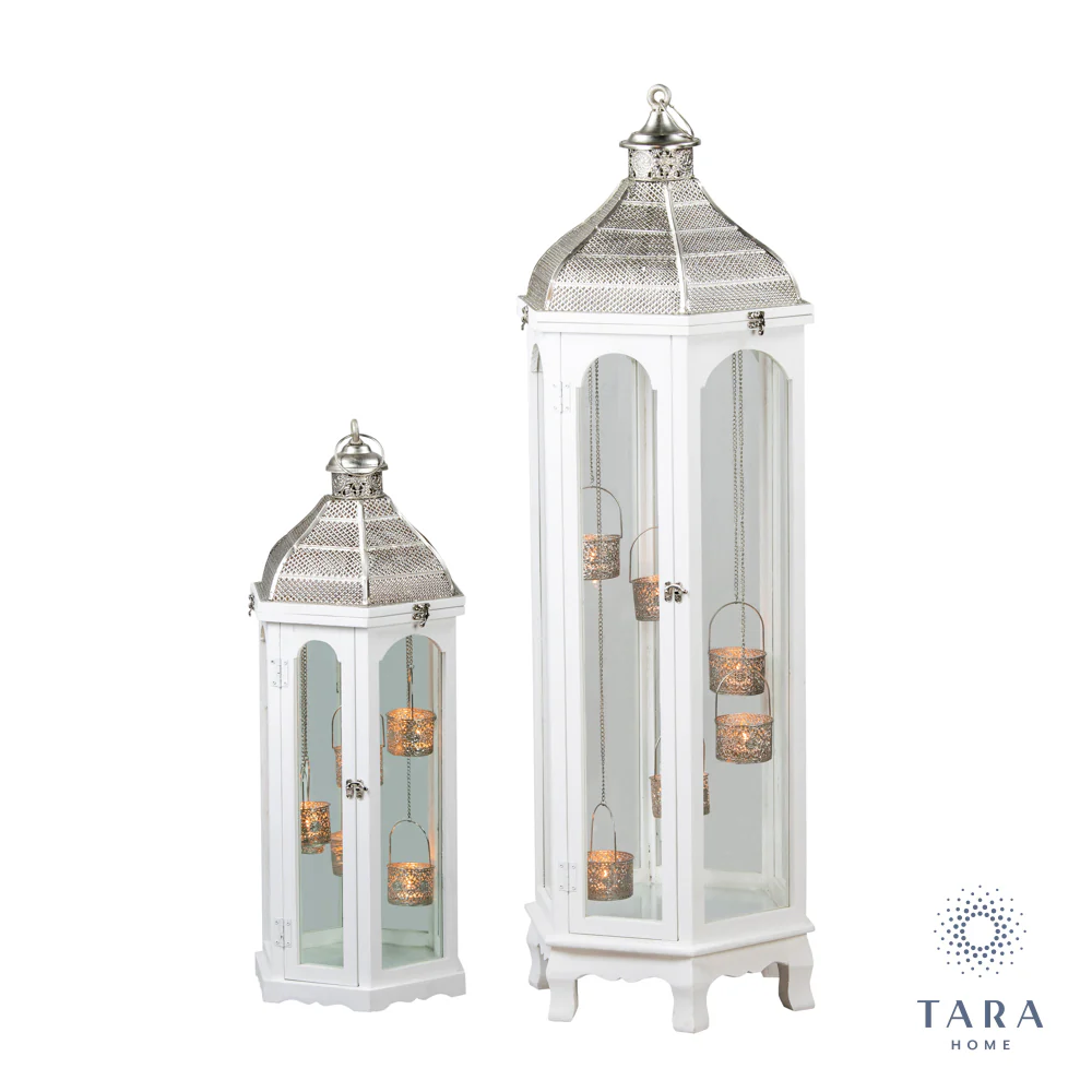 AGADIR HEX LANTERN LRG 118CM WHITE