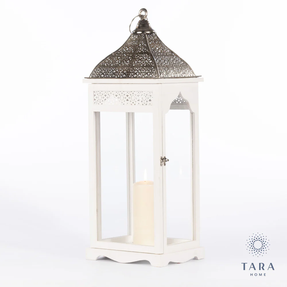 Agadir lantern rectangle white Large
