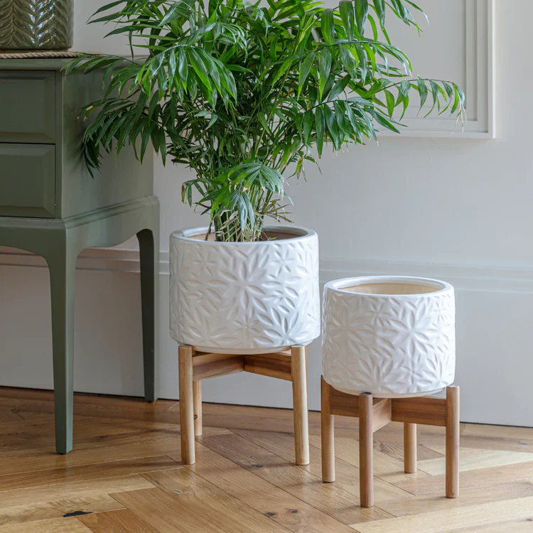 Aspen Flower White Planter H40cm Ø28cm - Image 2