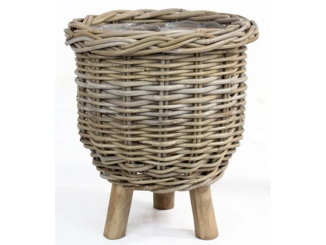 Basket On Legs Rattan Grey d53h67cm