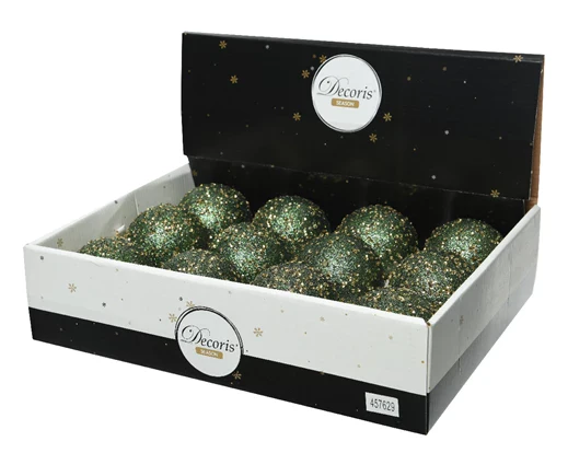 Bauble foam sequins, beads, glitter pine green D.8cm - Image 2