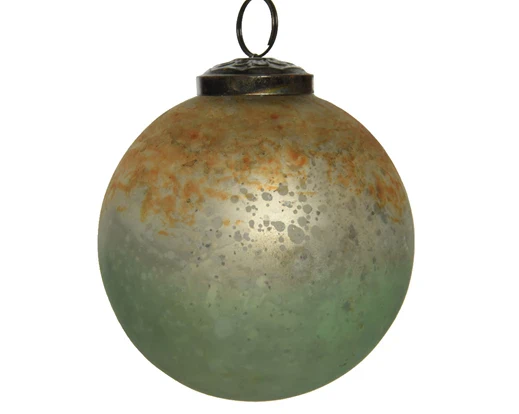 Bauble glass colorflow antique moss green 10cm