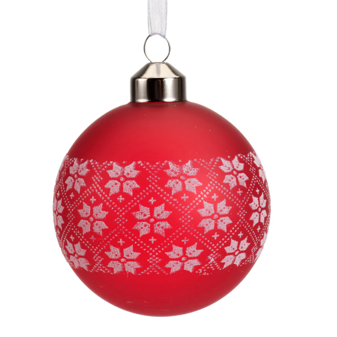 Bauble glass snowflake design 2col ass assorted