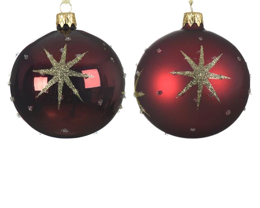Baubles glass shiny matt star oxblood