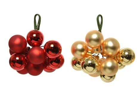 Baubles on wire glass red/gold D.2cm
