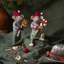 Big Grey Girly Mouse w/Christmas Candy - Image 2