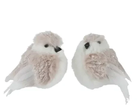 Bird artificial fur glitter on clip pearl L.8cm x W.8cm x H.11cm