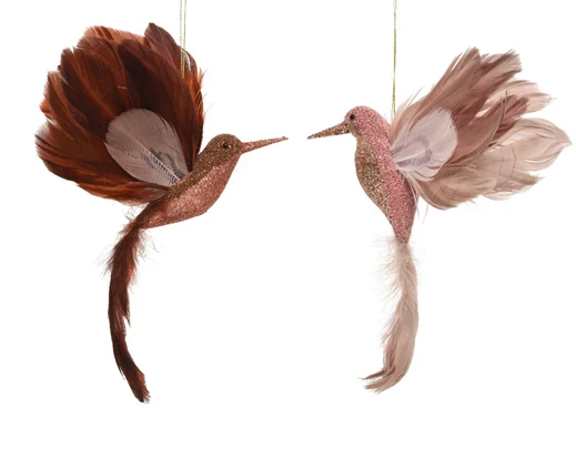 Bird foam feather ballantine - glitter 2col ass pink/colour(s) L.16cm x W.20cm x H.4cm