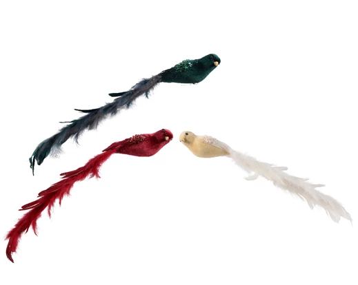 Bird  polyester  velvet  plastic  beads on clip