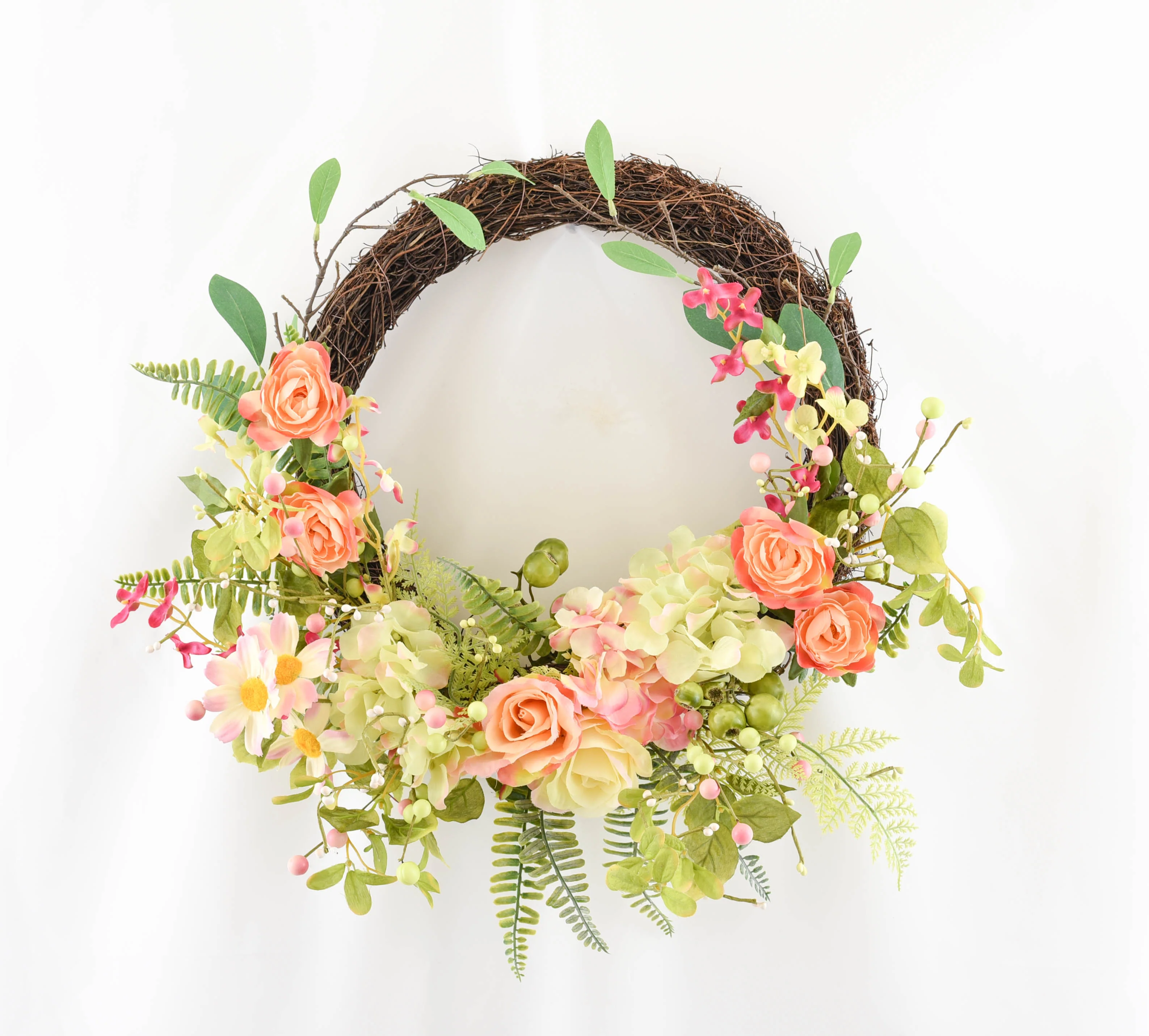 BLUSH GDN FLORAL VINE WREATH 50CM