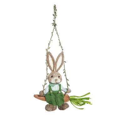 Bobby Rustic Male Bunny on a Carrot Swing (65cm)