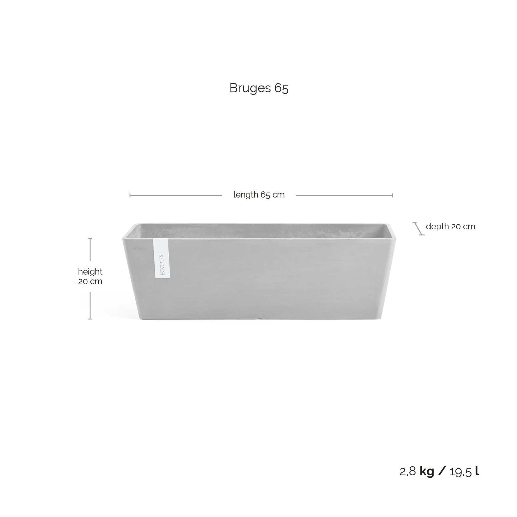 Bruges Dark Grey Trough 65cm - Image 3
