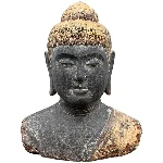 Buddha bust TARO, grey/gold, MGO, 35x20x45 cm
