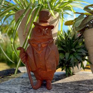Cast Iron Top Hat Owl  Statue - Image 2