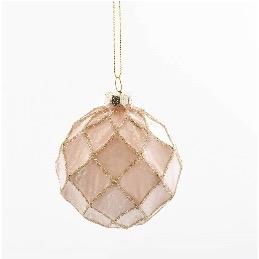 CHAMPAGNE LATTICE BAUBLE 8CM