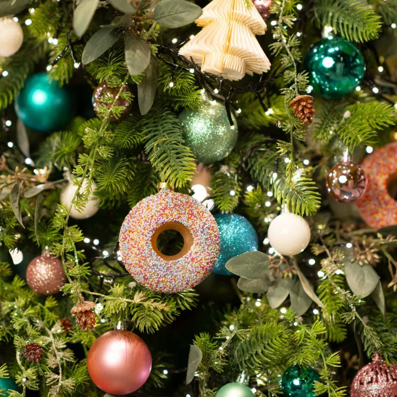 Christmas hanger donut made of glass, colorful  9x9x3cm - Image 2