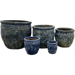 Coin Planter Pot Blue Ø45 H43