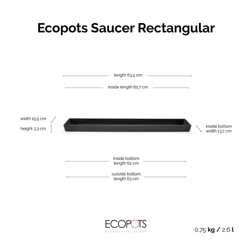 Dark Grey Saucer Rectangular 65 - Image 3