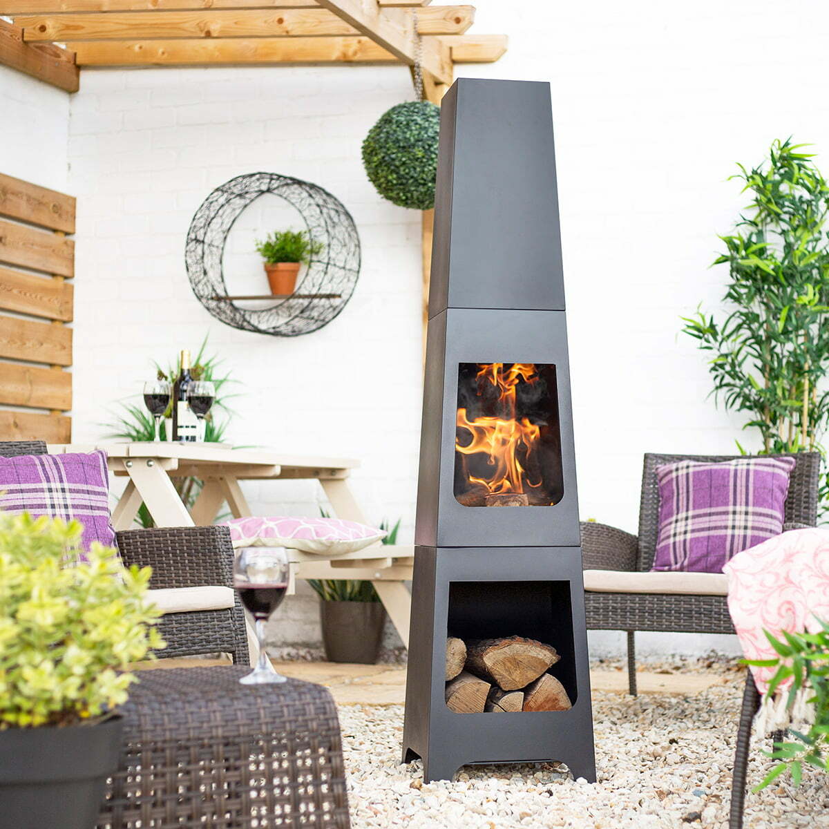 DISC MALMO STEEL CHIMENEA WITH LOG STORE - Image 3