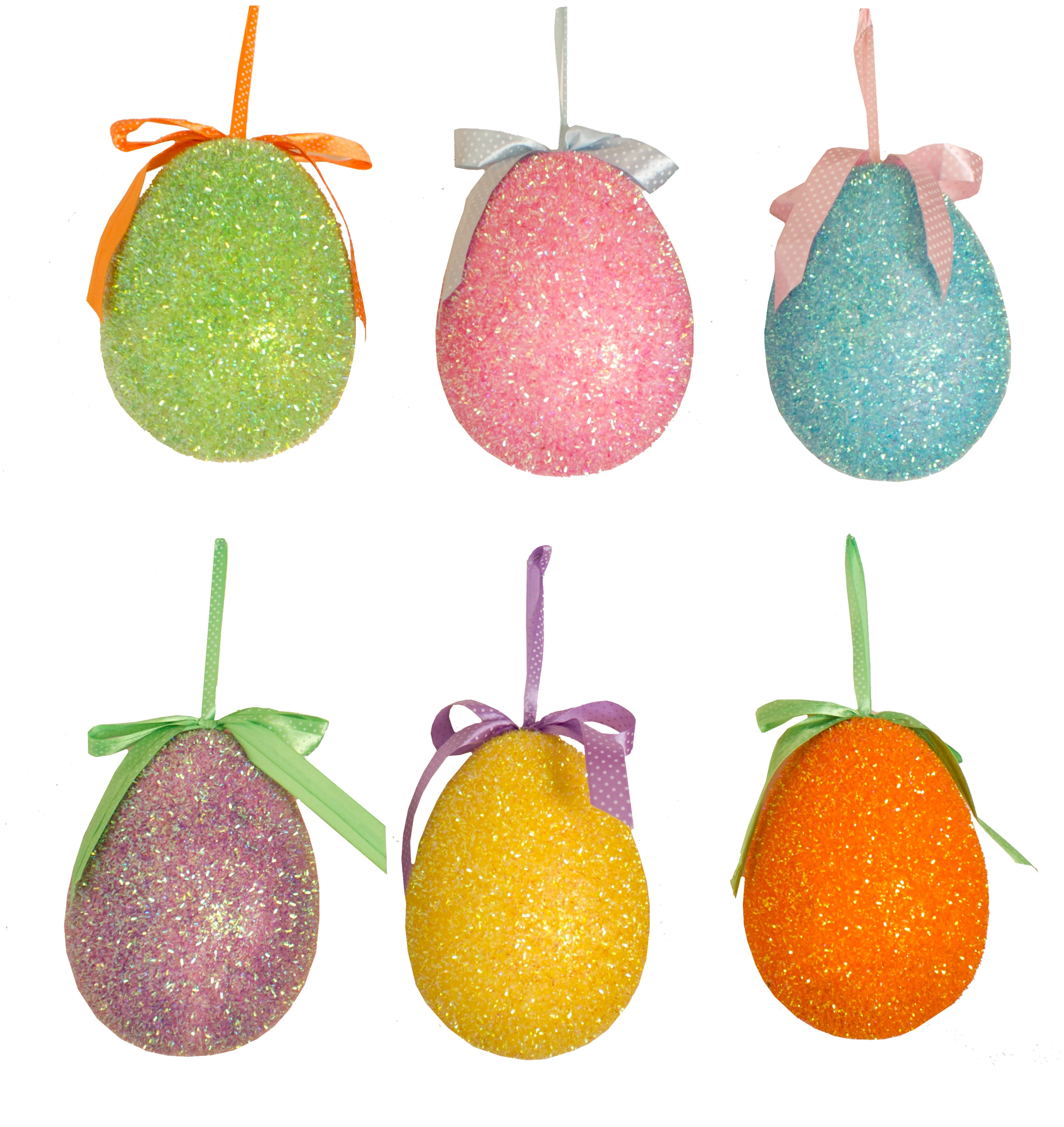 EASTER GLITZY MEDIUM EGG HANGER 6 ASSORTED