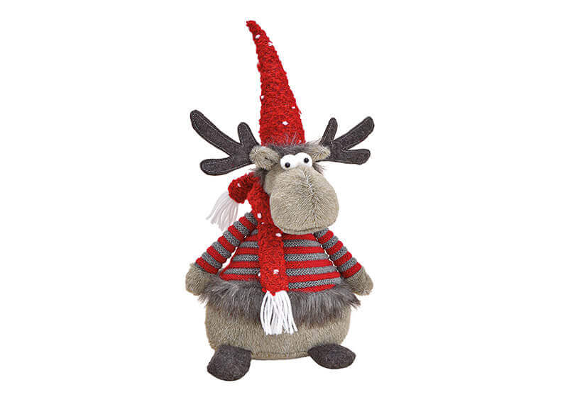 Elk textile grey/red 22x42x20cm