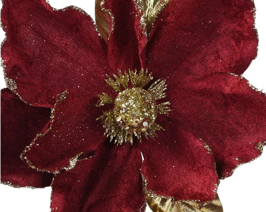 Flower on clip polyester polyester leaves 3col orted L.20cm x W.20cm x H.23cm - Image 4