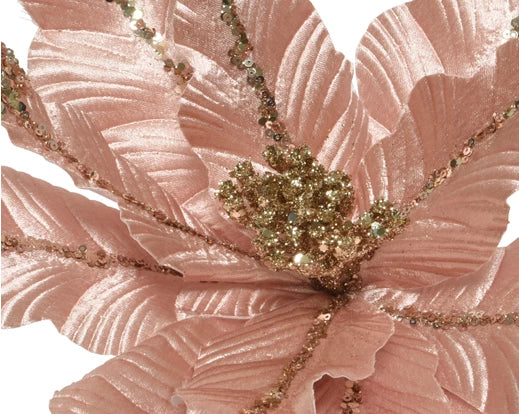 Flower on wire polyester velvet Blush Pink - Image 2