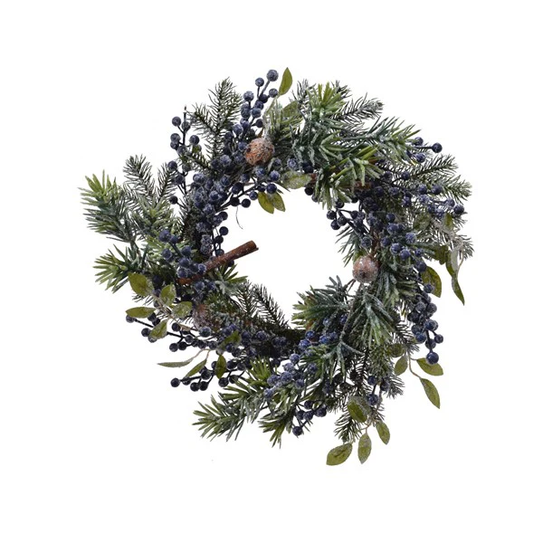 frost deco wreath blue berries green/colour(s)