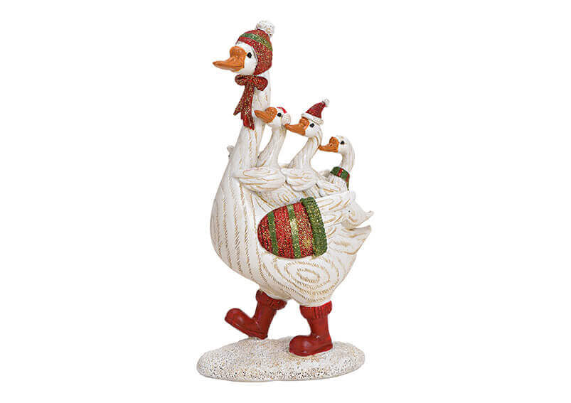 Geese group mother with children poly colorful 10x18x5cm