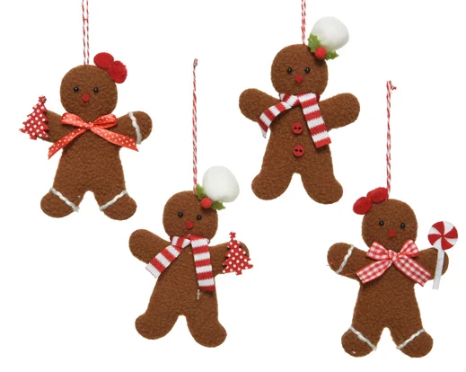 Gingerbread polyester with bow with chef hat  brown L.7.5cm x W.11cm x H.1cm