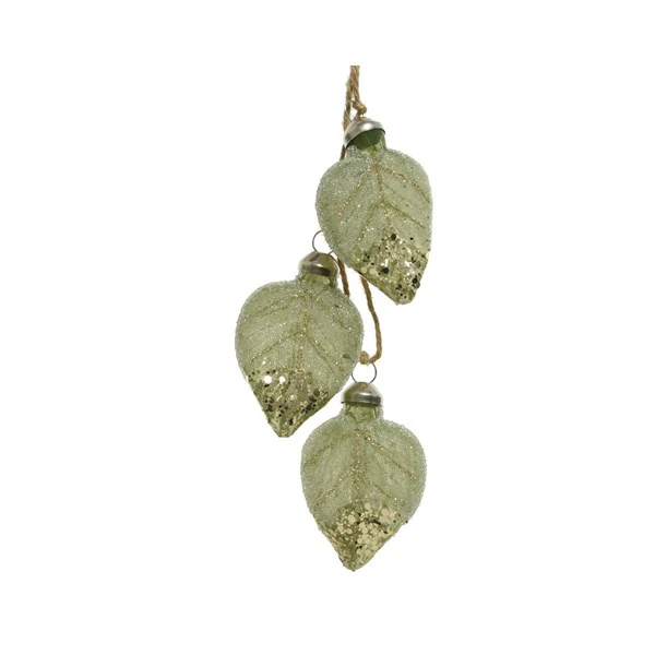 gl leaves w ballotine wsequins Sage green