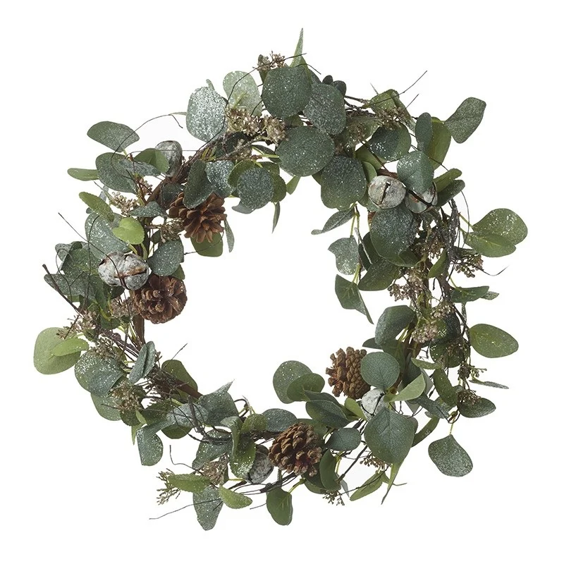 GREEN LEAF & PINECONE WREATH