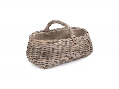 Grey Rattan Market Basket- Hessian linning