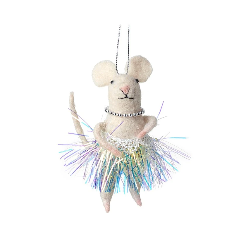 HANGING MOUSE IN COLOURED PAPER SKIRT