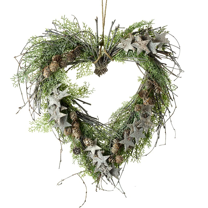 HEART WREATH WITH SILVER STARS