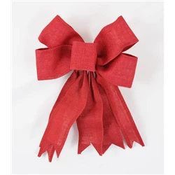 HESSIAN SMALL RED BOW 30x28x4 cm