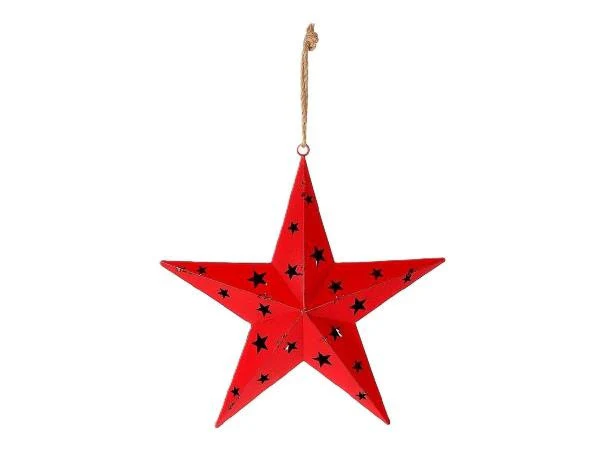 Iron Hollow Star Pendant L66W14H68   Red