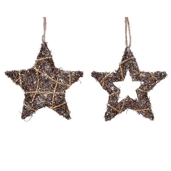 iron star w sisal w hanger 2as dark brown