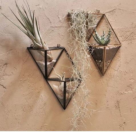 Karana Wall Hung Planter Display  Antique Brass  Small 26 x 23 x 8cm