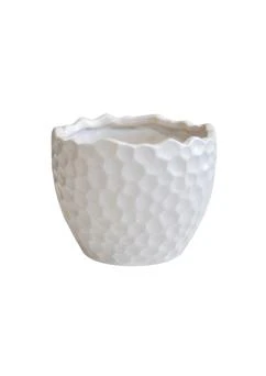 Kew Botanical Textured White Planter H17cm D21cm