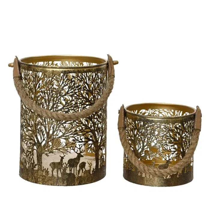 Lantern iron round yes gold antique L.16cm x W.16cm x H.20cm