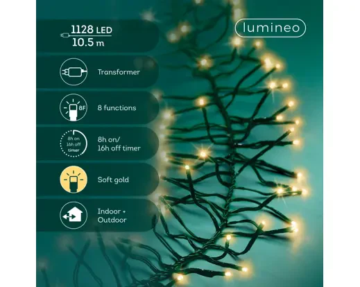 LED cluster lights gb 8 function twinkle effect outdoor green/soft gold L.1050cm - Image 3