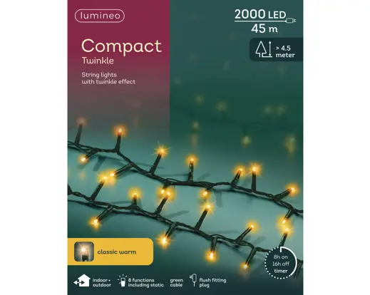 LED compact lights gb 8 function twinkle effect outdoor green/classic warm L.4500cm