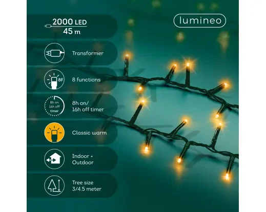 LED compact lights gb 8 function twinkle effect outdoor green/classic warm L.4500cm - Image 2