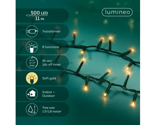 LED compact lights gb 8 function twinkle effect outdoor green/soft gold L.1100cm - Image 2