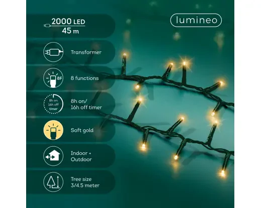 LED compact lights gb 8 function twinkle effect outdoor green/soft gold L.4500cm - Image 2