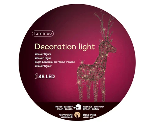 LED deer gb wicker deer steady outdoor brown/warm white L.24cm x W.60cm x H.104cm - Image 3